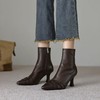 【预售5天】柔软头层羊皮高跟短靴女及裸靴秋冬新款尖头褶皱细跟侧拉链时装短筒靴HB&8816 商品缩略图2
