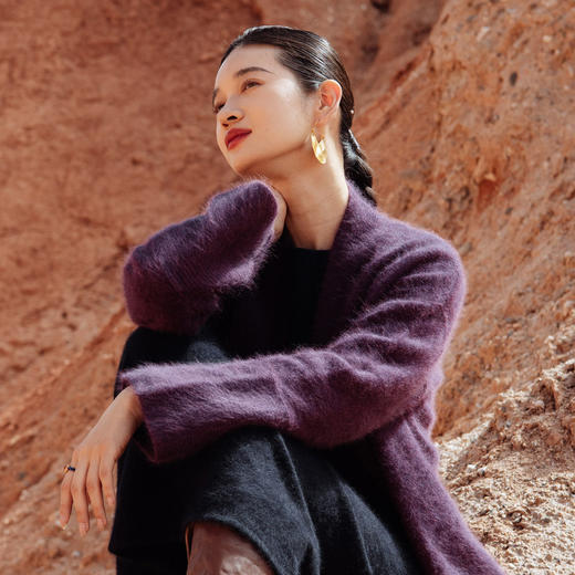 绽放753朵/【鹤绒系列】冬季新中式盘扣系带长袖开襟毛针织外套 商品图4