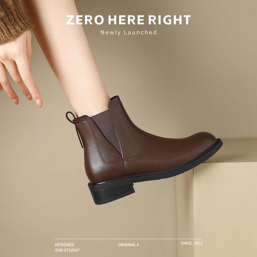 ZHR切尔西靴女气质短靴2024秋冬新款加绒瘦瘦靴平底马丁靴烟筒靴 商品图7
