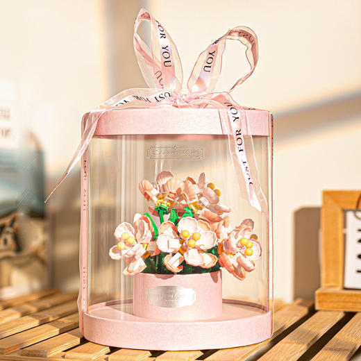 玫瑰积木花束抱抱桶积木 植物花卉摆件成人小颗粒拼装玩具女孩 商品图2