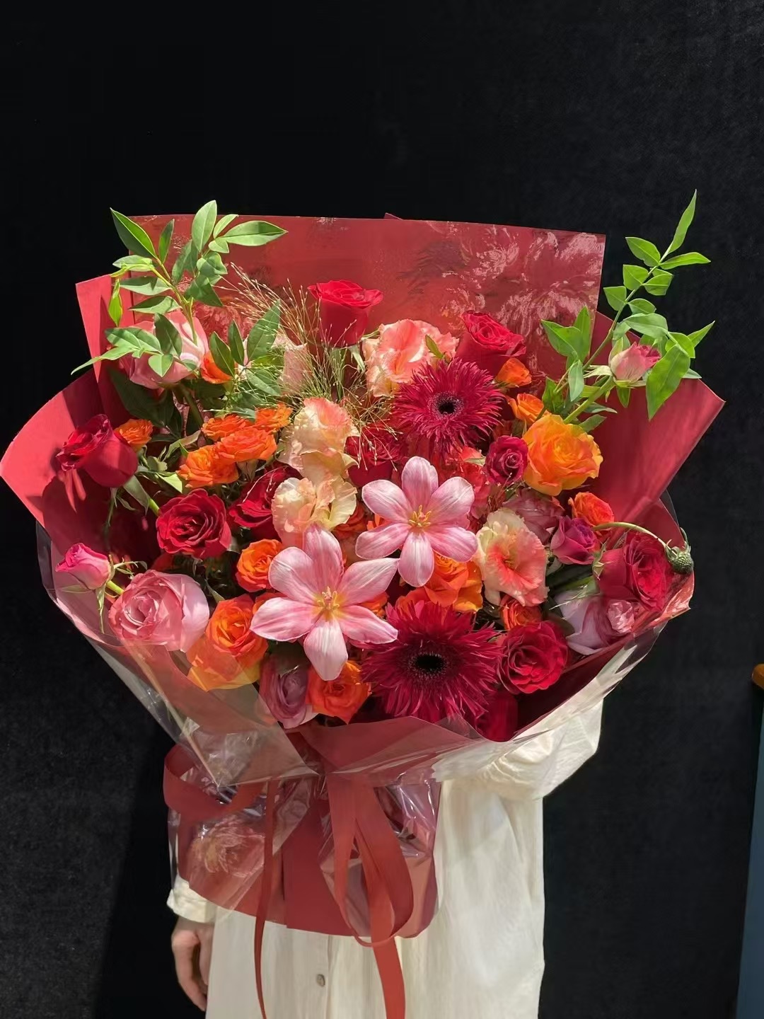 红色系混搭花束