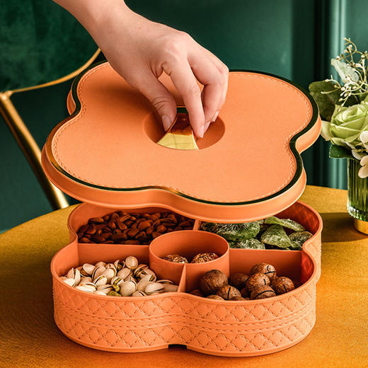 【婚礼果盘】结婚喜糖盘 分格多层 客厅新年新居干果盒 乔迁中国红水果盘  商品图1