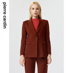 皮尔卡丹女装西装秋季简约焦糖色经典羊毛西服上衣P3356U3950C0
