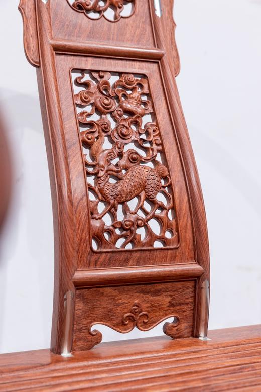 红桥红  家具严选  缅甸花梨(大果紫檀）  【木面 王款 双面透雕麒麟纹交椅】 商品图5