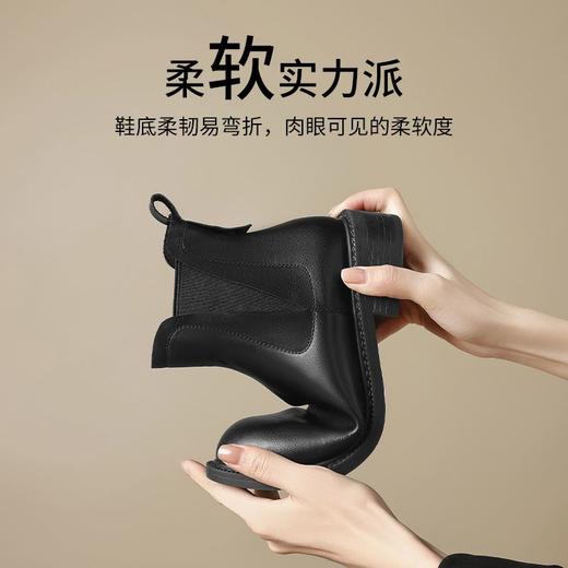 ZHR切尔西靴女气质短靴2024秋冬新款加绒瘦瘦靴平底马丁靴烟筒靴 商品图6