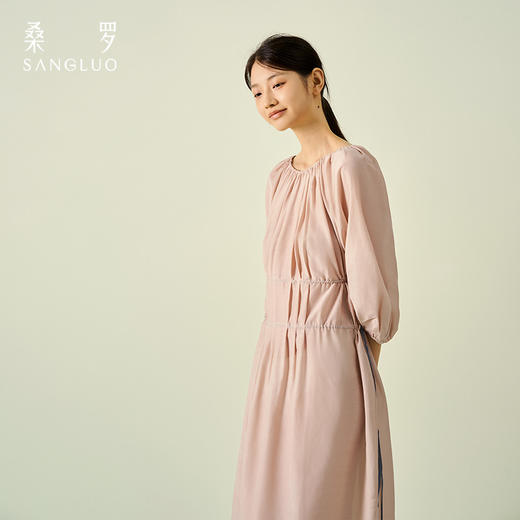 积分兑换复古宫廷风丝棉连衣裙SANGLUO桑罗收腰法式灯笼袖 商品图2