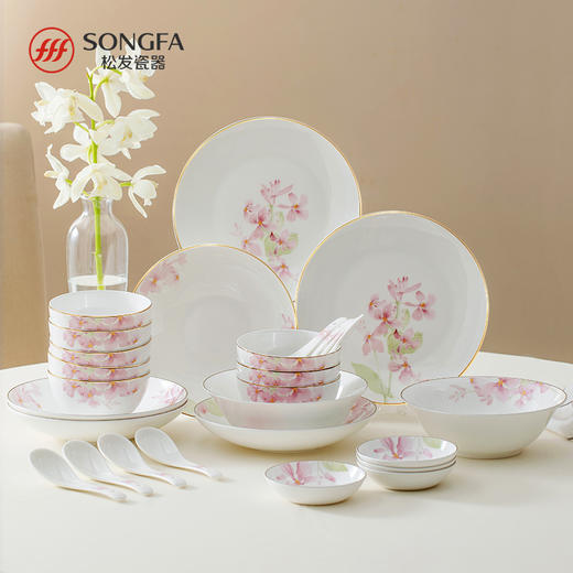 28头兰花梦影骨瓷餐具 商品图0