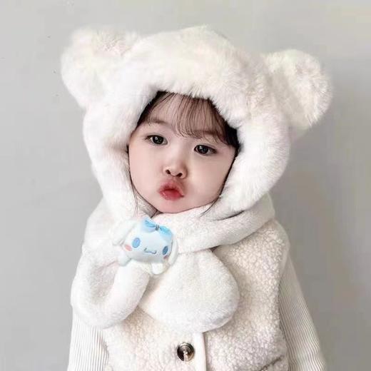 新款冬季小熊帽子围巾一体加绒保暖儿童防风护耳帽男女童毛绒加厚💕 商品图1