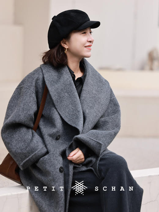 PETIT SCHAN小闪 CLO#622Tuscany 托斯卡纳 羊毛羊驼毛大翻领双面呢大衣 商品图3