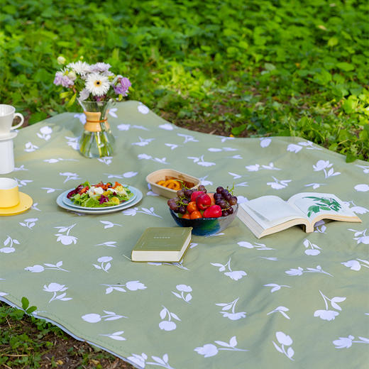 郁金香野餐垫防潮垫便携加厚草地春游草坪轻便秋游高级感棉 商品图2