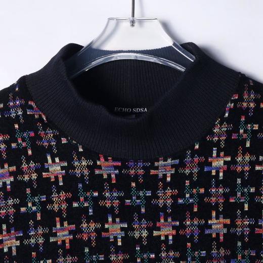 WY778秋冬季新款时尚个性美式撞色圆领针织毛衣百搭宽松潮流上衣 商品图2