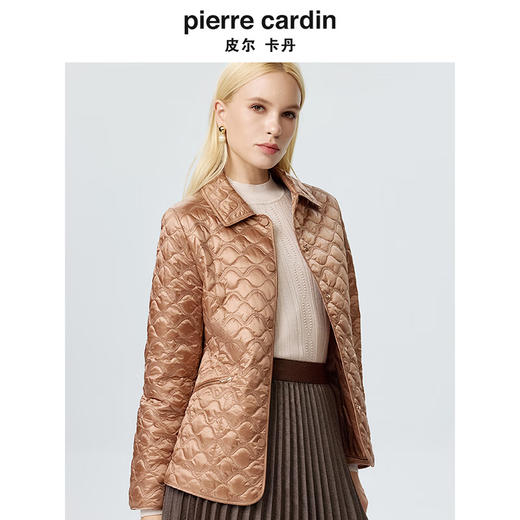 皮尔卡丹女装棉服驼色轻薄款保暖上衣通勤百搭防寒服P3400M3992M0
 商品图4