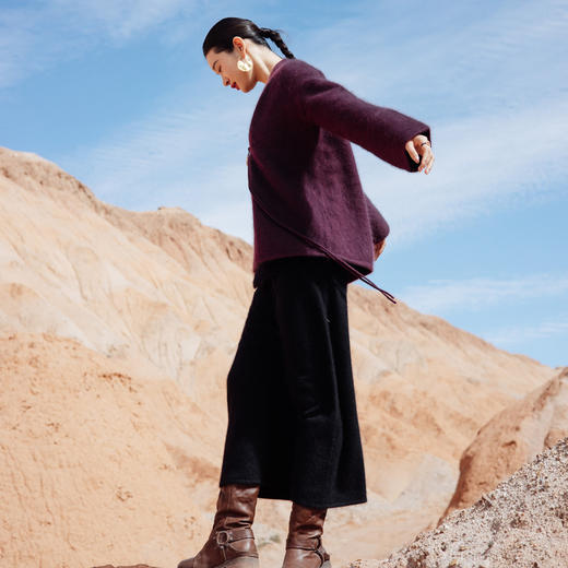 绽放753朵/【鹤绒系列】冬季新中式盘扣系带长袖开襟毛针织外套 商品图2