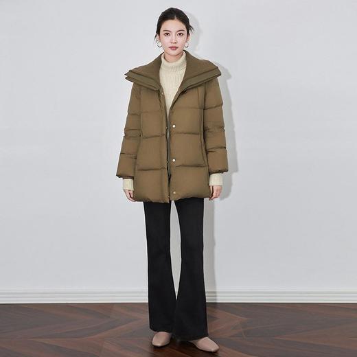 【高货wl】全新升级【铂金会员588/天猫789/差价201】(33449) 洛诗琳新款白鸭绒中长款羽绒服针织拼接翻领保暖加厚外套 商品图0