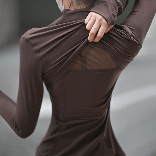 beemen新款健身服女收腰显瘦透气瑜伽上衣跑步运动外套拉链立领长袖秋季 商品图3