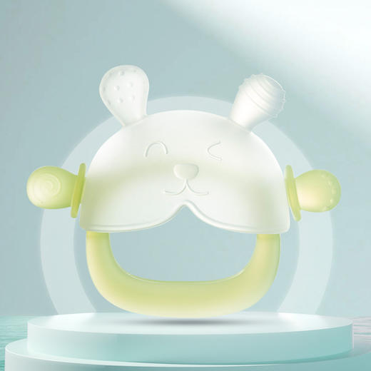 【兔子套手牙胶，安抚小情绪，呵护宝宝】兔子牙胶婴儿磨牙棒 防吃手 四六个月宝宝玩具 可水煮硅胶 小蘑菇咬胶-QQ 商品图6