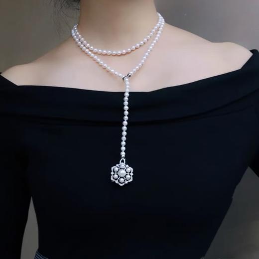 【库存极少】Manreya玛芮雅雪绒花淡水珍珠毛衣链 商品图0