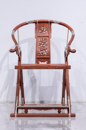 红桥红  家具严选  缅甸花梨(大果紫檀）  【木面 王款 双面透雕麒麟纹交椅】