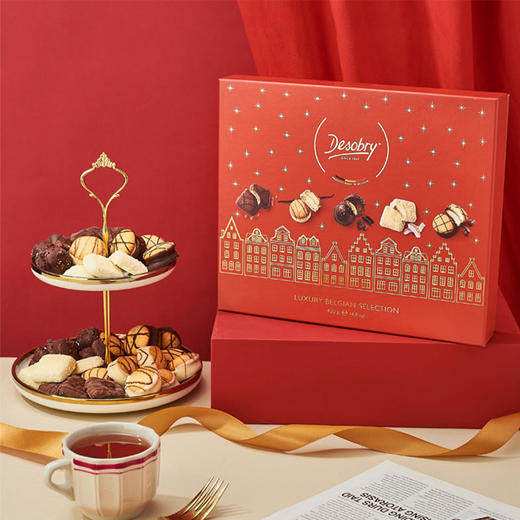 丹卓混合口味巧克力涂层饼干豪华礼盒比利时红房子420g/152602 香浓酥脆纯可可脂节日送礼 商品图0