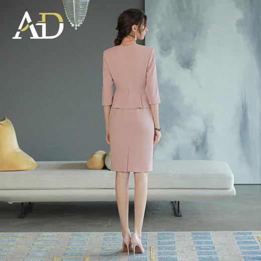 AD高级感粉色职业连衣裙女假两件工作服职业装高端前台接待工装裙 商品图4