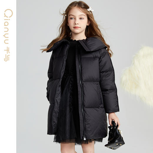 笛莎千与2024冬季新款男女童同款甜美大翻领三防中长羽绒服 商品图2
