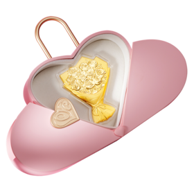 中国工艺黄金足金玫瑰花0.3g永生花送长辈送爱人