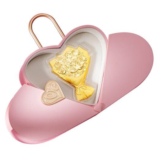 中国工艺黄金足金玫瑰花0.3g永生花送长辈送爱人 商品图0