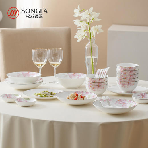 28头兰花梦影骨瓷餐具 商品图1