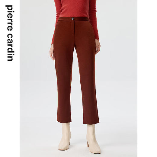 皮尔卡丹女装休闲裤高腰修身羊毛西裤显瘦休闲直筒裤P3356T3977C0
 商品图0