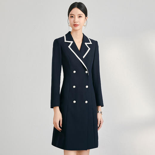 IWY/西装连衣裙女秋长袖双排扣职业装裙子正式场合通勤女裙冬24Q127 商品图1