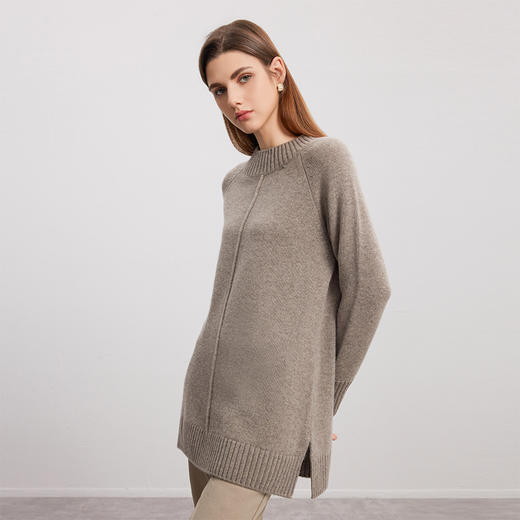 【中长款半高领羊绒衫】羊绒世家秋冬新品女士100%山羊绒内搭保暖毛衣 商品图1