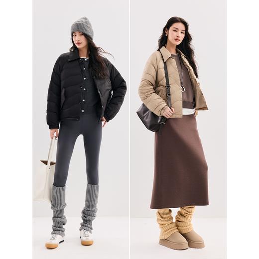 棉仓346615018-90白鹅绒翻领轻薄排骨羽绒服女 秋冬微宽松保暖波浪绗缝外套 商品图3