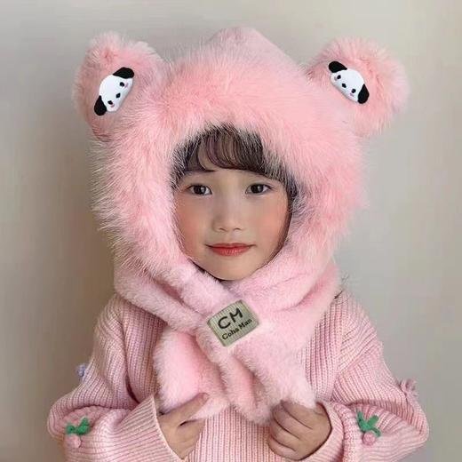 新款冬季小熊帽子围巾一体加绒保暖儿童防风护耳帽男女童毛绒加厚💕 商品图12