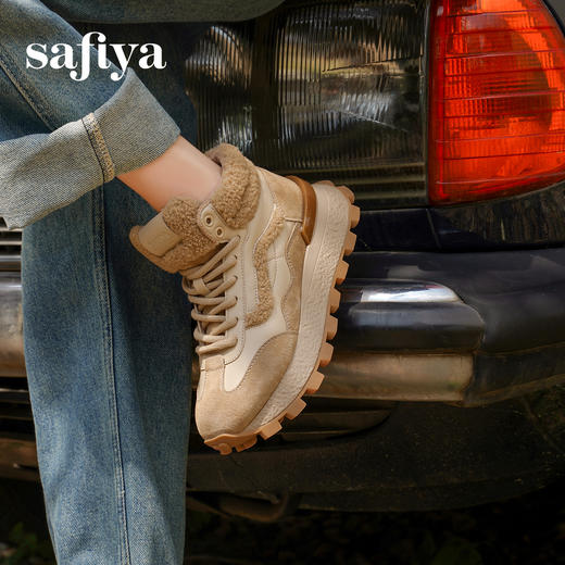 预售10天发|Safiya/索菲娅2024秋冬加绒加厚复古休闲高帮轻便保暖时尚休闲鞋 SF44112065 商品图2