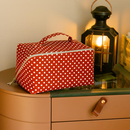 波点化妆包女便携式大容量手提包小拎包收纳包轻奢高级感新款 商品图3