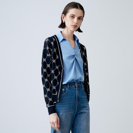 EITIE爱特爱春季新款时尚通勤气质百搭针织开衫7701405 商品图3