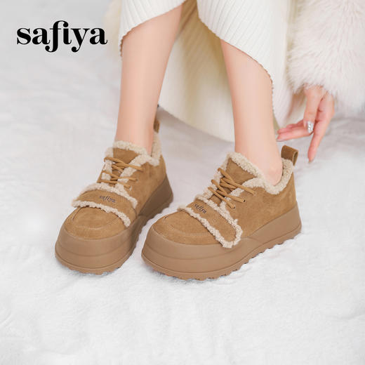 预售10天发|Safiya/索菲娅2024冬季魔术贴休闲加绒保暖外穿厚底羊羔毛毛鞋 SF44112006 商品图2