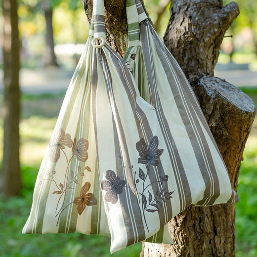 复古条纹包单肩女士挎包手提包小拎包购物包手提袋购物袋布袋大容量 商品图3