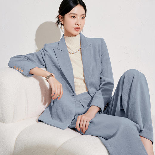 IWY/雾霾蓝西装套装女冬款职业装高级感通勤职场大女主穿搭24CP038 商品图3
