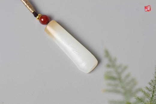 和田糖白玉竹节吊坠 配精美挂绳 商品图2