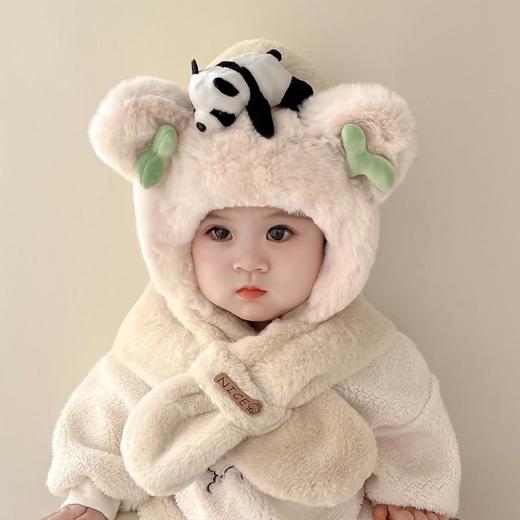 新款冬季小熊帽子围巾一体加绒保暖儿童防风护耳帽男女童毛绒加厚💕 商品图3