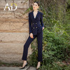 AD工作服套装女职业西装套裤2024新款干练双排扣藏青色主持人正装 商品缩略图3