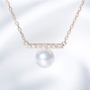 2021年akoya18k黄金镶钻高级线条感珍珠项链/雪白珠纯银贝母耳钉 商品缩略图0