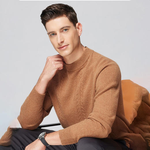 【LP同款】LPIUTY美利奴羊毛纯色绞花男士羊毛衫，秋冬足够温暖B058320（下单3-7天发货） 商品图0