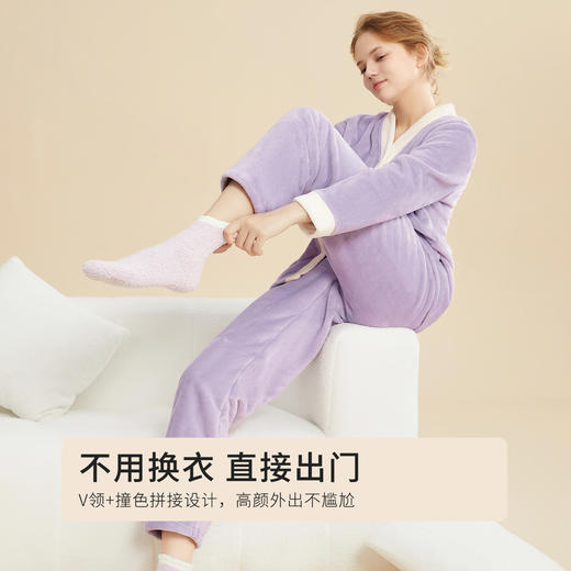 都市丽人秋冬睡衣长袖长裤法兰绒家居服2H3125 商品图7