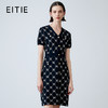 EITIE爱特爱春季新款温柔气质V领香风修身显瘦印花针织连衣裙7701406 商品缩略图0