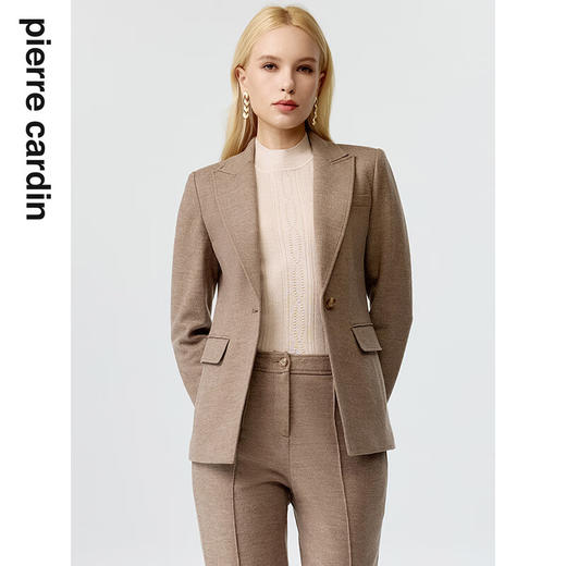 皮尔卡丹女装西装秋冬咖色高级感羊毛修身西服外套P3355U3954K1
 商品图3