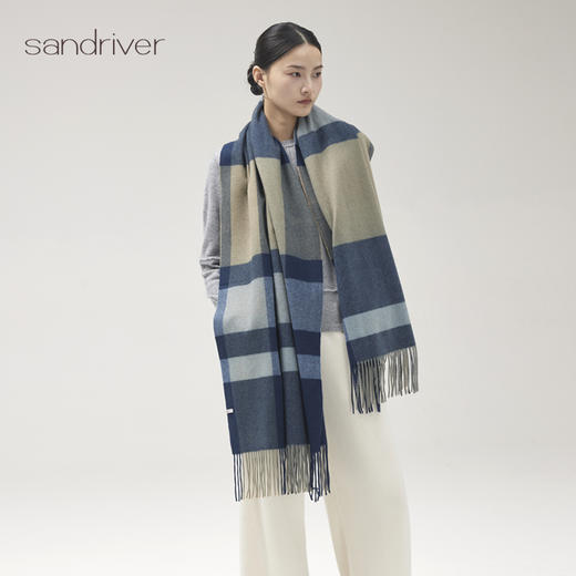 羊绒格纹流苏披肩SJF96P756N 商品图2