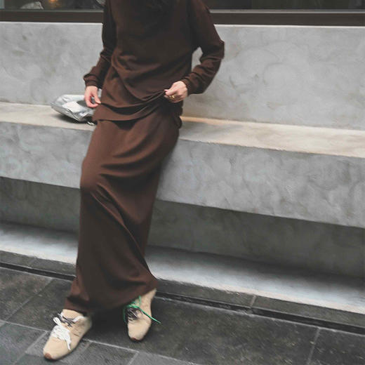 【顺丰包邮】13836 洛诗琳INS风简约休闲松紧腰直筒长半裙5005 商品图2