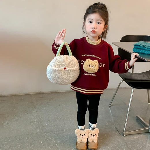 【新款女童卫衣，加绒加厚，保暖舒适】女童卫衣新款加绒 秋冬宝宝冬季上衣 洋气冬装 儿童衣服加厚保暖卫衣-QQ 商品图1